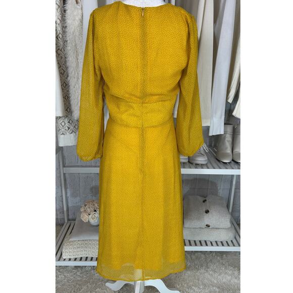 Le Lis Women’s Size M Yellow Polka Dot Lace Up Waist Lined A Line Dress #0481 - Picture 5 of 14